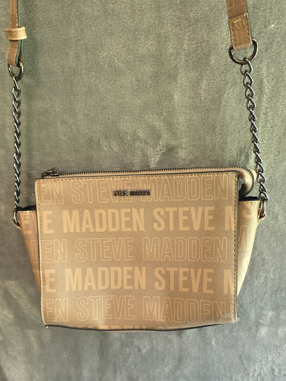 Steve Madden Beige Logo Crossbody Bag